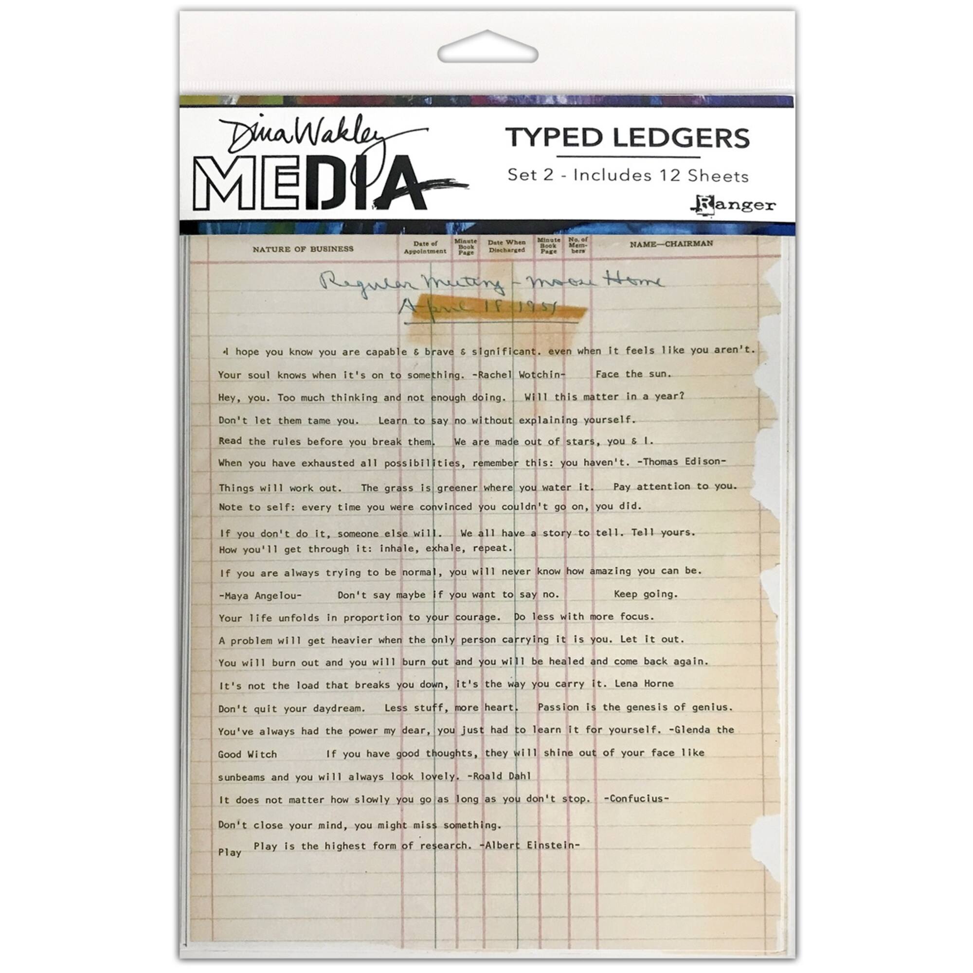 Dina Wakley Media Typed Ledger Sheets, 12ct.